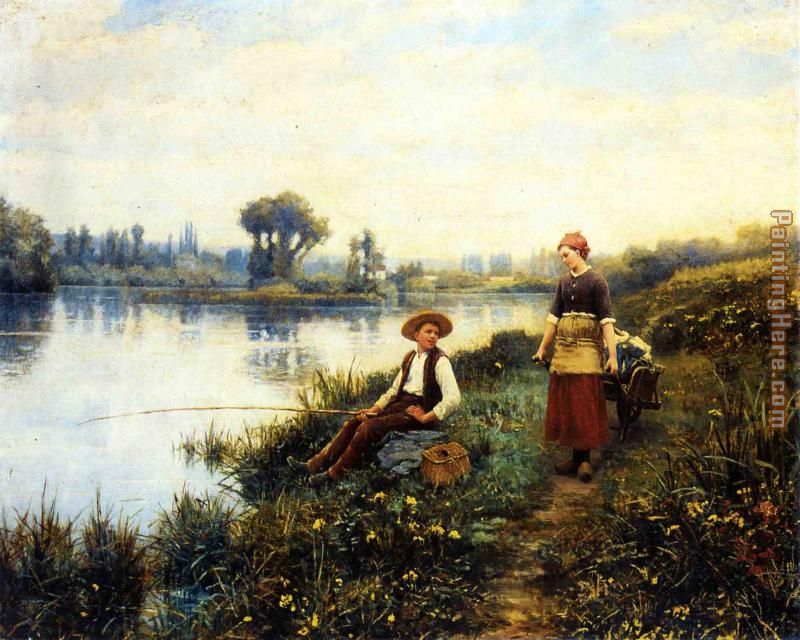 A Passing Conversation painting - Daniel Ridgway Knight A Passing Conversation art painting